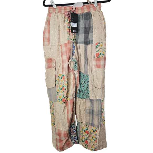 NEW Young Threads XL Patchwork Boho Pant Western Hippie Cottage Cargo Whimsygoth - Picture 1 of 3
